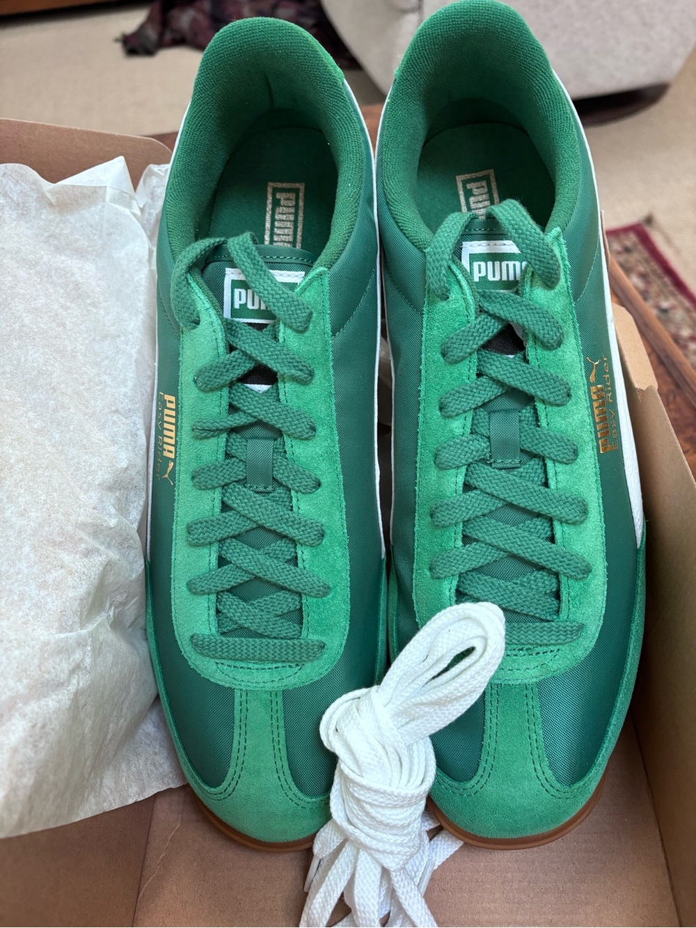 Puma Men’s Green Suede & Textile Low-Top Sneakers